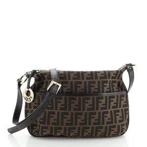 Fendi Vintage Zip Crossbody Bag Zucca Canvas Medium